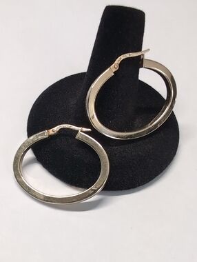 14k Gold Earrings Oval Hoops